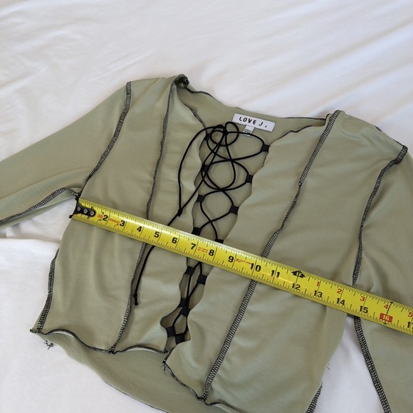 Love J Women's Lace Up Crop Top Beige Size Medium Grunge Goth‎ - Picture 5 of 7